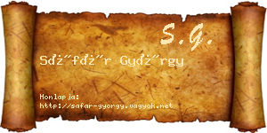 Sáfár György névjegykártya